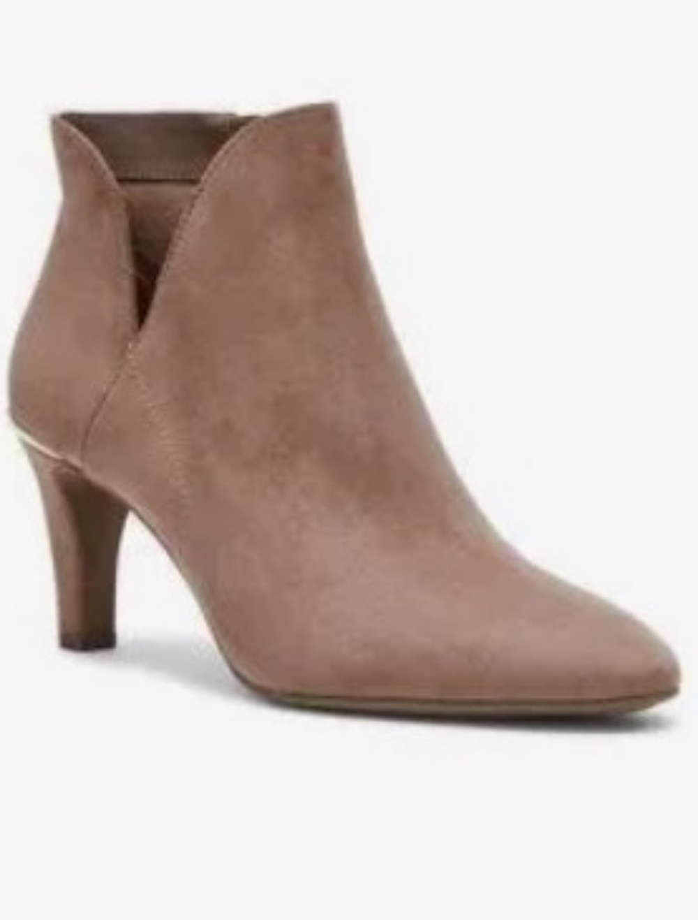 Anne Klein Annabelle Taupe Heeled Ankle Boots Pointed Toe Booties NIB $129 Sz 6